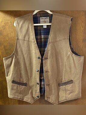 WRANGLER  OUTERWEAR MENS BROWN VINTAGE BLANKET LINED WORK VEST SZ XXL